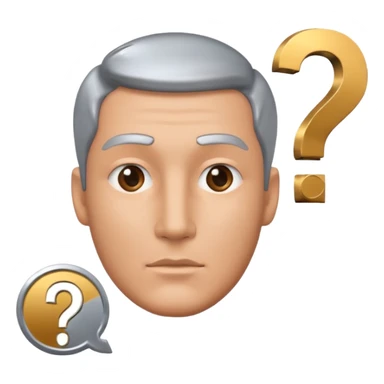 bust of a man with a question mark sticker