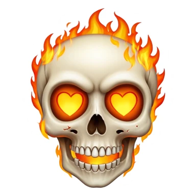 Heart Skull with Fire in eyes sticker