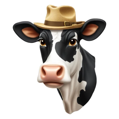 Cow wearing a hat sticker