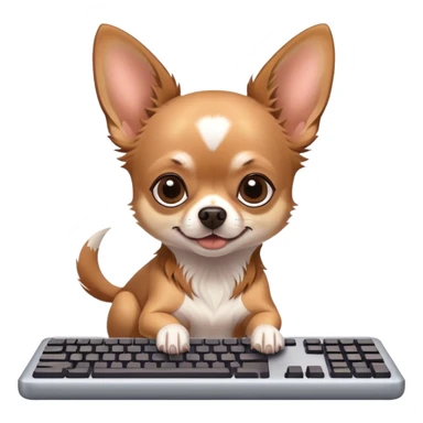 a chihuahua typing at a keyboard sticker