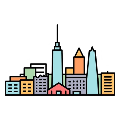 city skyline with buildings sticker