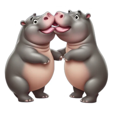 2 hippopotamus kiss sticker