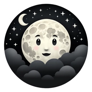  white moon in black sky sticker
