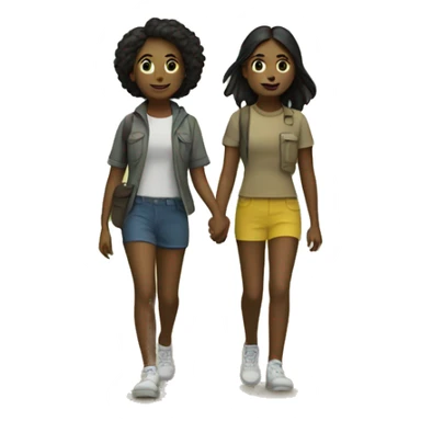 two girls walking in a forest sticker