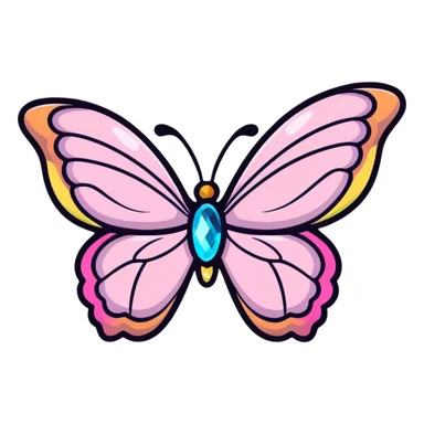 Light pink rainbow glass crystal butterfly sticker