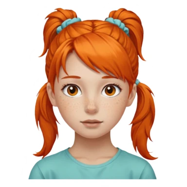 Teen girl with scrunchie ponytail orange hair sticker