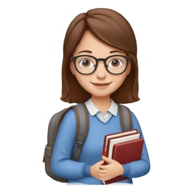 brown hair woman going to university wearing a glasses, looks pretty sticker
