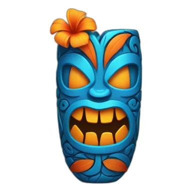 Tiki with colors blue and orange-tornado-fun-love-girl sticker