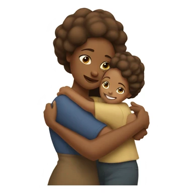 brown mama hugging tan daughter sticker