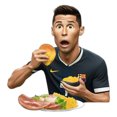 Cristiano ronaldo eating messi sticker