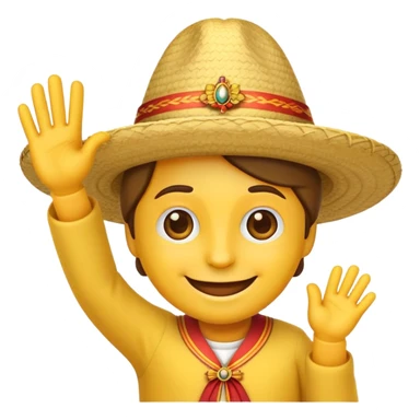emoji waving goodbye wearing a traditional Spanish hat sticker
