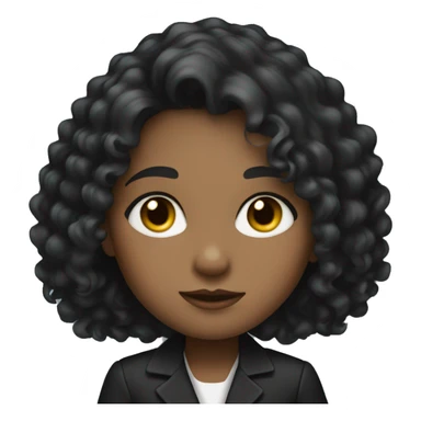 girl with dark curls, gray eyes in a business black jacket sticker