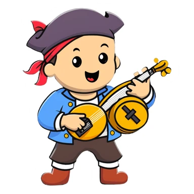 pirate playing a musical instrument sticker