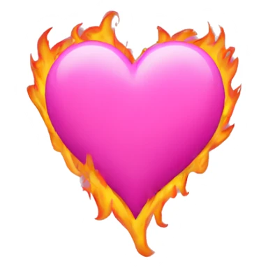 Pink heart on flames  sticker