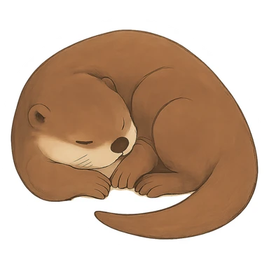 soft ghibli style sleeping otter curled up with gentle colors sticker