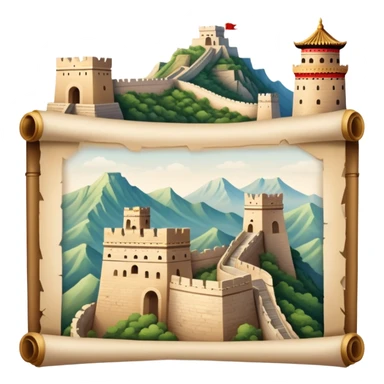 icon featuring an ancient scroll, quill pen with famous historical landmarks and monuments like the Great Wall and the Colliseum in the background. Historical figures are depicted as statues, symbolizing the study of history. Transparent background highlights the legacy of past civilizations. sticker