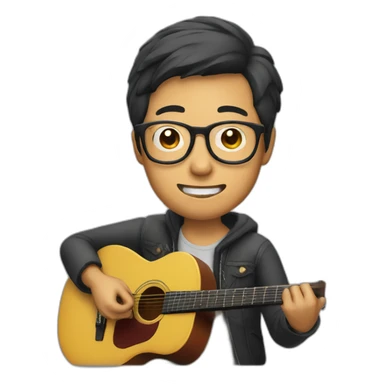 Asian man with glasses playing a guitar sticker