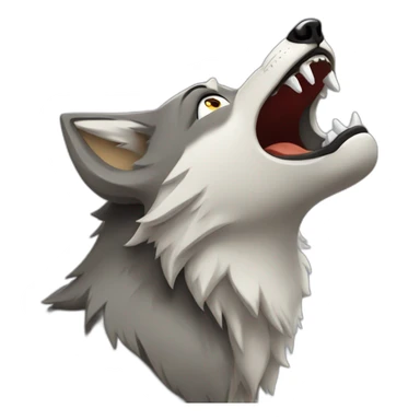 cartoon wolf howling with eyes out of the head sticker