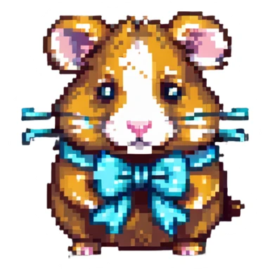 sad hamster with a bow sticker