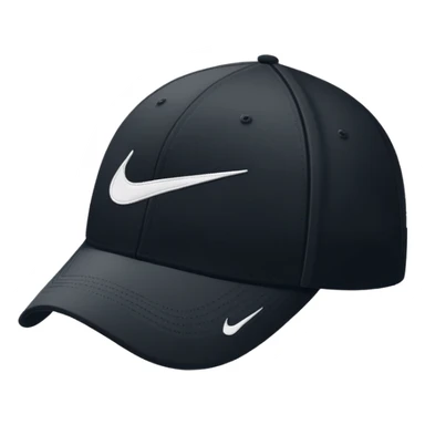 Simple black Nike cap with white Nike swoosh logo embroidered on the front. Baseball cap style. Just the hat by itself. sticker