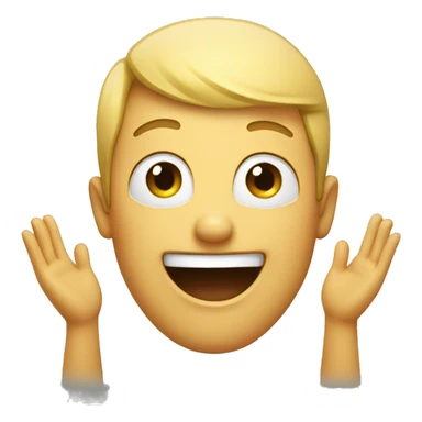 a happy face with raising hands sticker