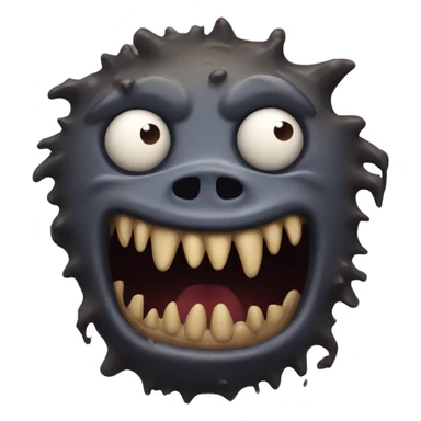 Evil monster covered in mud with sharp dog teeth sticker