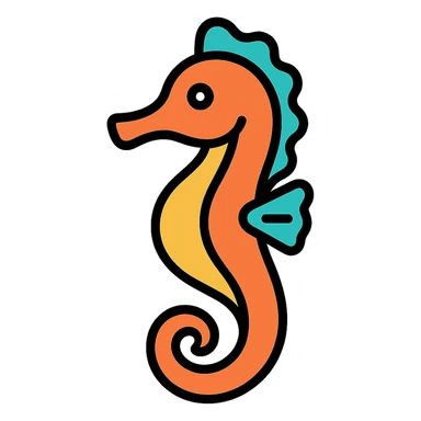 colored seahorse icon sticker