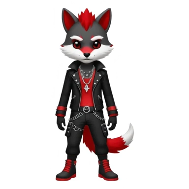 Anthropomorphic Anthro Furry punky gothic black white and red badass cool stylish handsome smexy Animal-furry-fursona  (full body) sticker