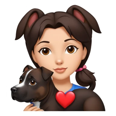 Brunette with a heart in the shape of a big black amstaff dog sticker