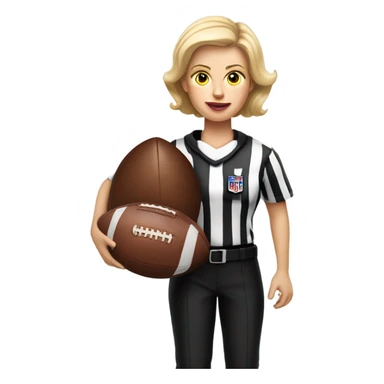White woman American football referee with boy American  football player  sticker