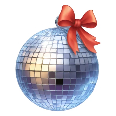 a disco ball with bow sticker