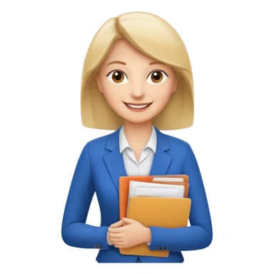business woman with file folder and documents sticker