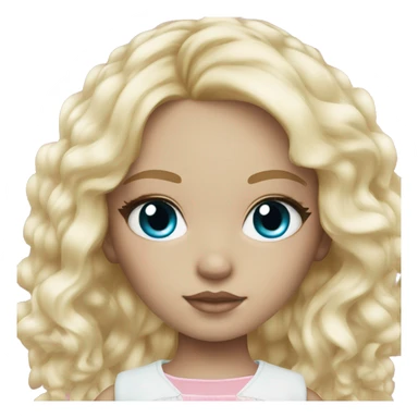ocean blue doll eyes, blonde hair, feminine, pink, girl, angelic sticker