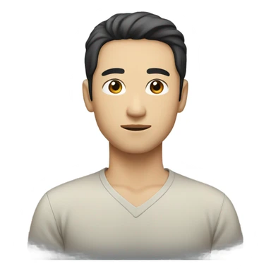 man from japan with white skin and black hair, wear casual shirt  sticker