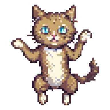 funny cat pixel art jumping with wide eyes sticker