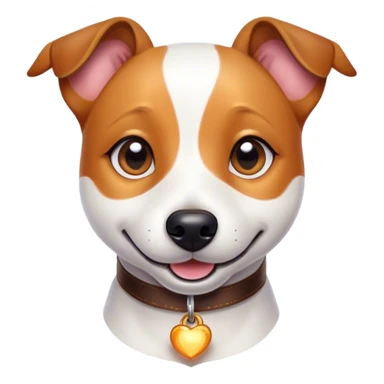 Cinematic Cute Jack Russell Terrier Portrait Emoji, Head tilted playfully and inquisitively, featuring a charming, small yet spirited body with a smooth, glossy coat, round, sparkling eyes full of delightful curiosity, and an endearing, mischievous smile, Simplified yet irresistibly adorable features, highly detailed, glowing with a warm, inviting glow, high shine, affectionate and lively, stylized with a touch of whimsical canine charm, soft glowing outline, capturing the essence of a mischievous yet lovable Jack Russell Terrier that seems as if it could scamper out of the screen into your arms! sticker