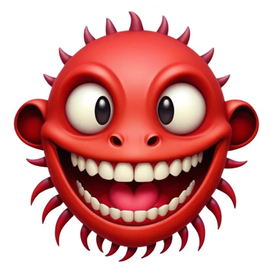 Please Now more glitched Please make Creature comes out of the eye of a another creature who has red skin and a wide smile with long teeth sticker