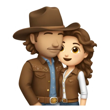 Cowboy with brown hair kissing cowgirl with brown hair sticker