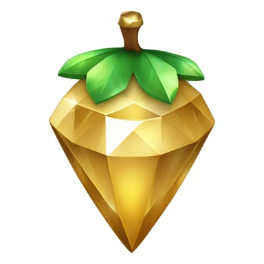 a Diamond Acorn, sparkling like a cut diamond, with short top and stem that is made of gold sticker