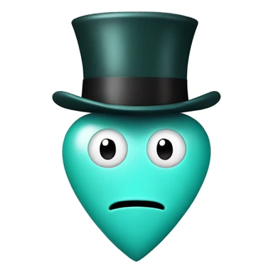 light teal heart with top hat and monocal but no face sticker