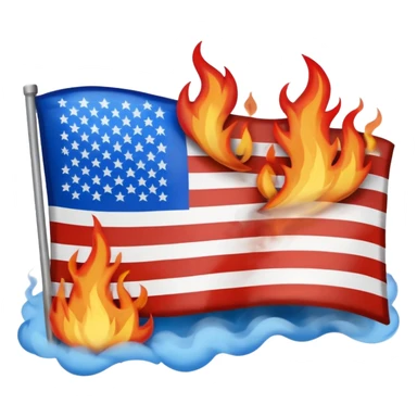 Burning american flag sticker