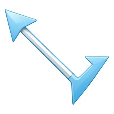 Extremely simplistic white arrow with light blue outline pointing sticker