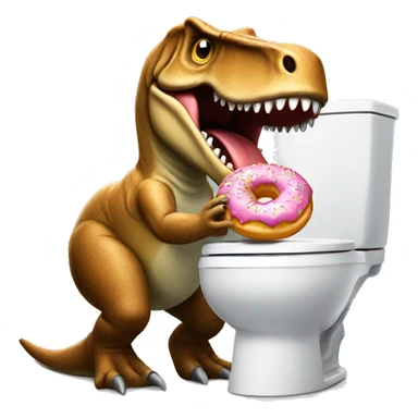 Trex on a toilet eating a donut sticker