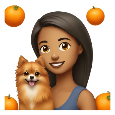 Young Latina girl with orange Pomeranian sticker