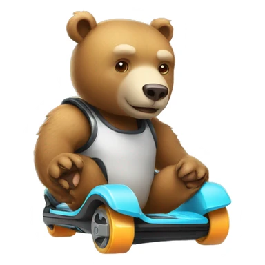 a bear on hoverboard wearing a helmet sticker