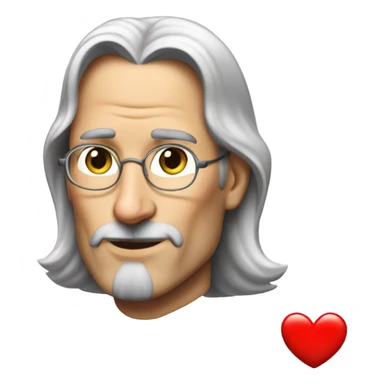 Steve jobs but with hair, flirty kiss and heart sticker