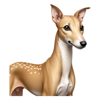 Cinematic Noble Fawn Greyhound Portrait Emoji, Poised and regal, with a slender, aerodynamic build and a smooth, elegant fawn Fur, deep-set soulful eyes, Simplified yet sharp and sophisticated features, highly detailed, glowing with a soft, dignified glow, high shine, intelligent and agile, stylized with an air of grace, focused and attentive, soft glowing outline, capturing the essence of a watchful and swift companion, so majestic it feels as though it could dash out of the screen with effortless authority! sticker