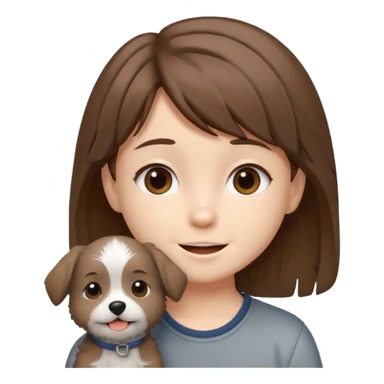 chibi teen with brown hair and her grey dog whos scruffy sticker