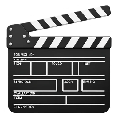 most minimal possible clapperboard, just a hint of the triangular clapper top, extreme simplification sticker