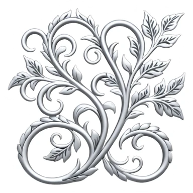 Black and silver filigree vine design, 3D, extremely detailed design sticker